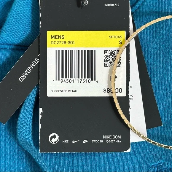 NIKE standard fit MENS SWEATSHIRT blue hooded HOODIE kangaroo pocket SMALL - Picture 10 of 13